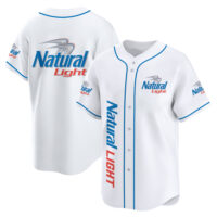 Personalized Natural Light White Baseball Jersey