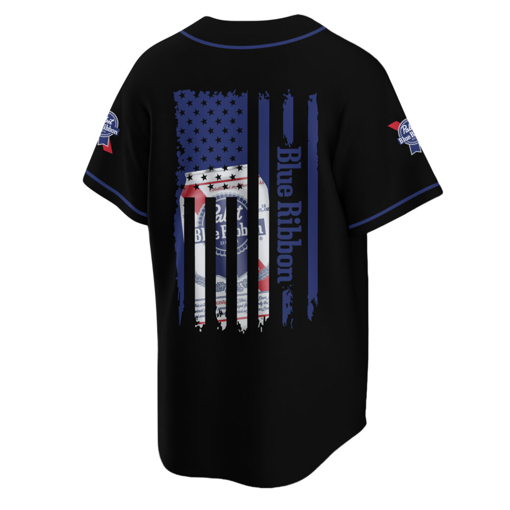 Personalized Pabst Blue Ribbon American Flag Baseball Jersey Personalized Pabst Blue Ribbon American Flag Baseball Jersey