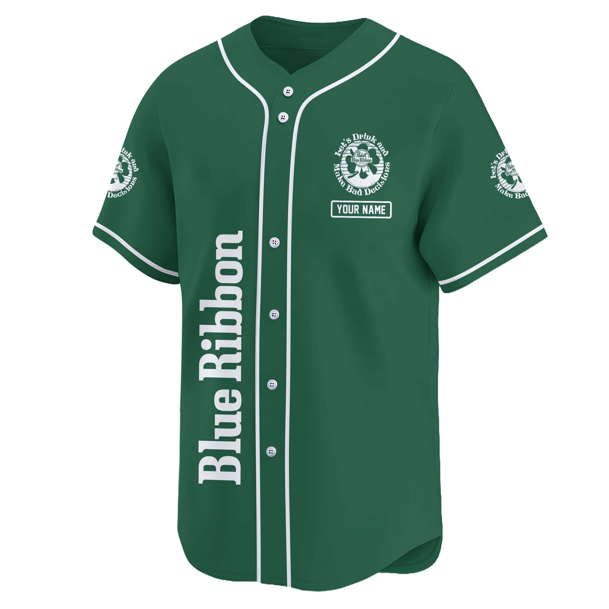 Personalized Pabst Blue Ribbon St Patrick’s Day Baseball Jersey