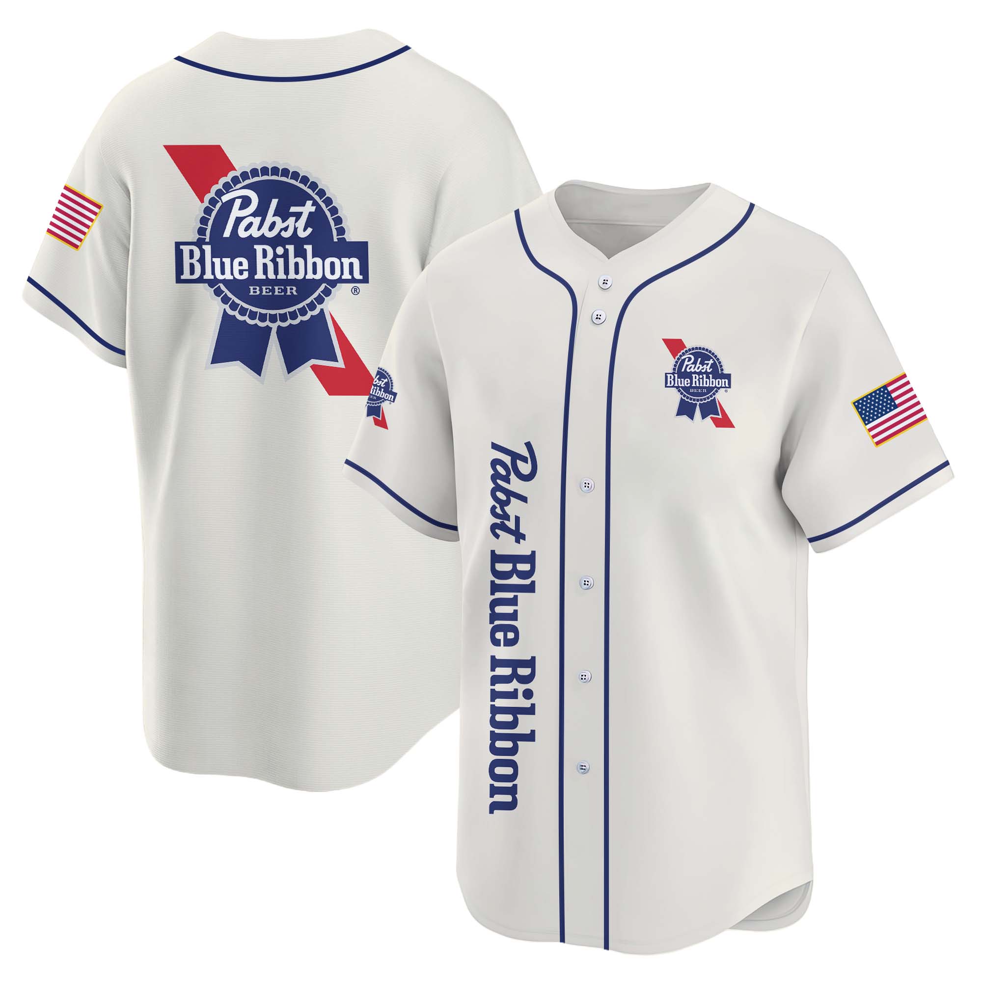 Personalized Pabst Blue Ribbon USA Flag Baseball Jersey
