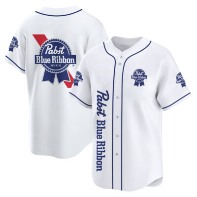 Personalized Pabst Blue Ribbon White Baseball Jersey