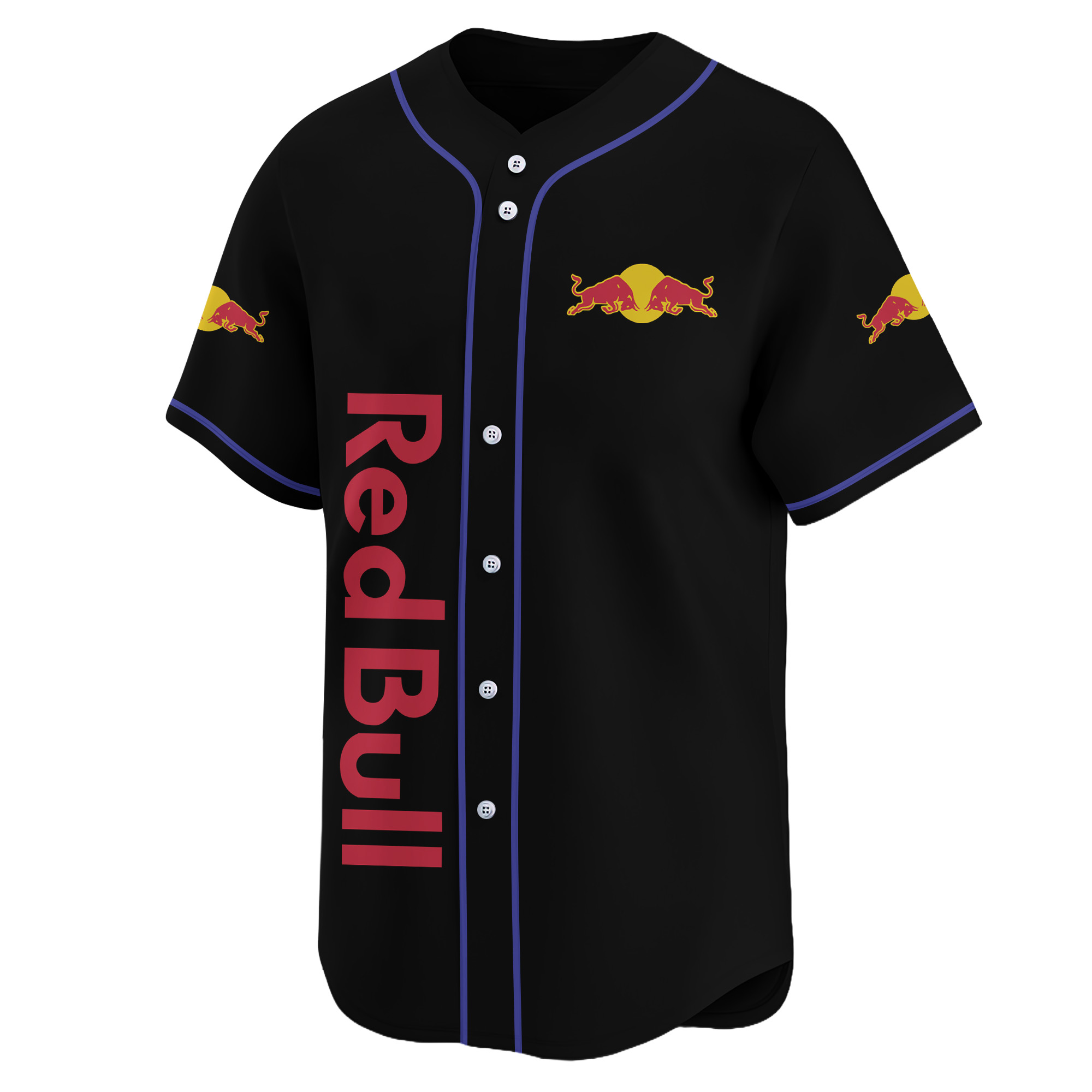 Personalized Red Bull American Flag Baseball Jersey