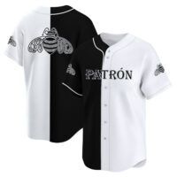 Personalized Split Patron Tequila Black And White Baseball Jersey