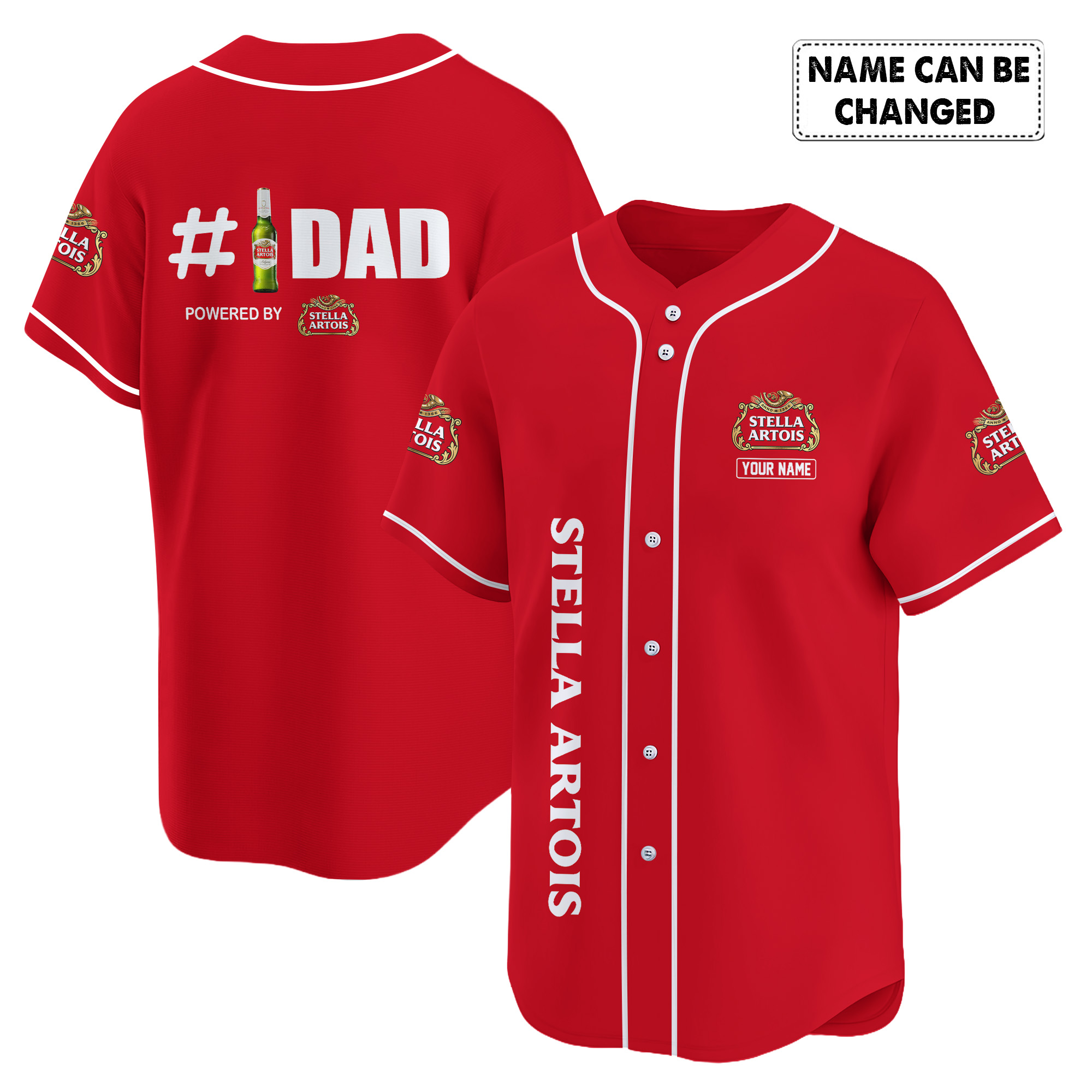 Personalized Stella Artois Happy Father's Day Baseball Jersey