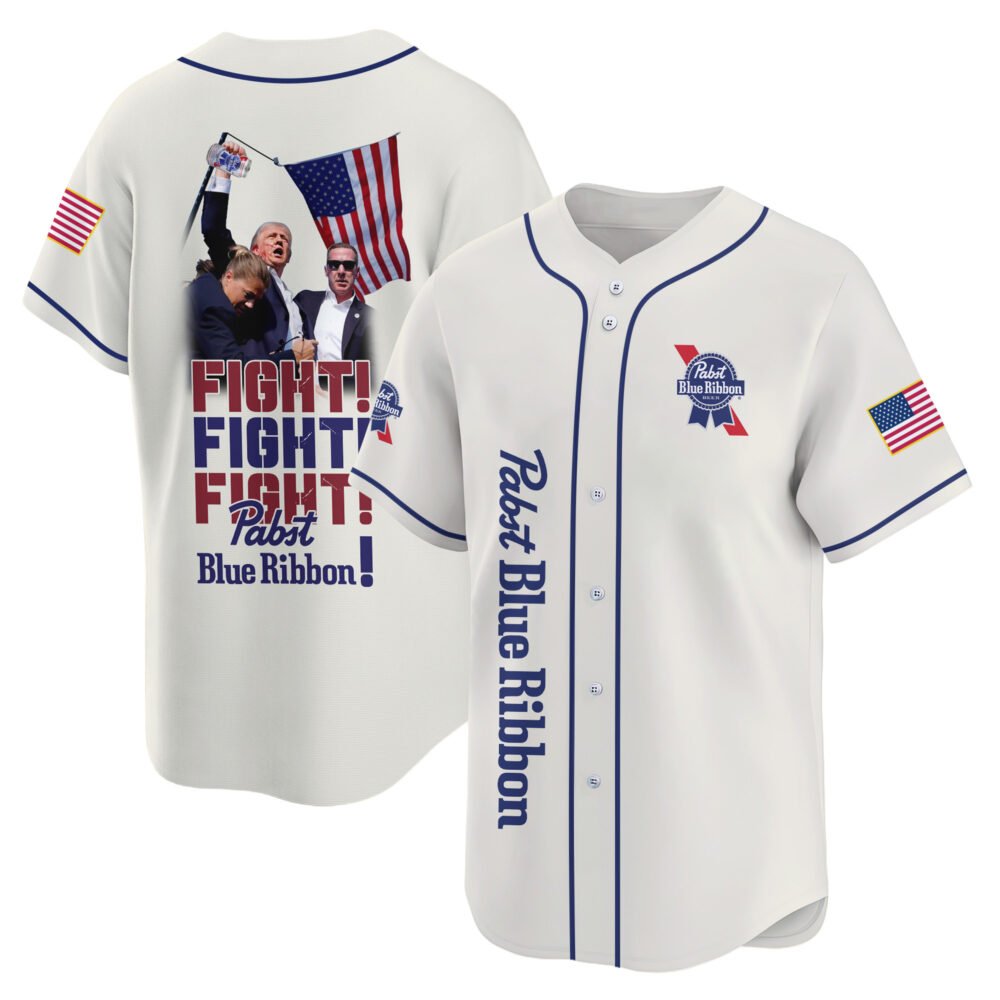 Personalized Trump Fight Fight Fight Pabst Blue Ribbon Baseball Jersey Personalized Trump Fight Fight Fight Pabst Blue Ribbon Baseball Jersey