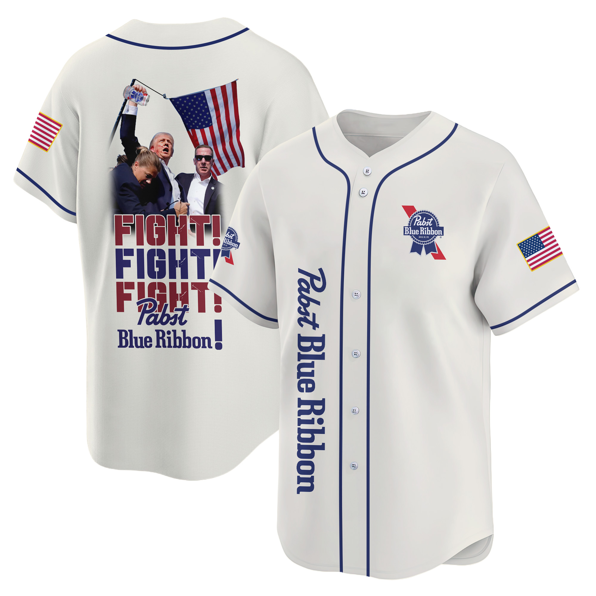 Personalized Trump Fight Fight Fight Pabst Blue Ribbon Baseball Jersey