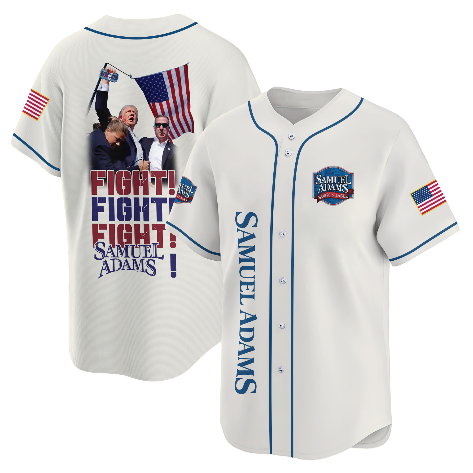 Personalized Trump Fight Fight Fight Samuel Adams Baseball Jersey