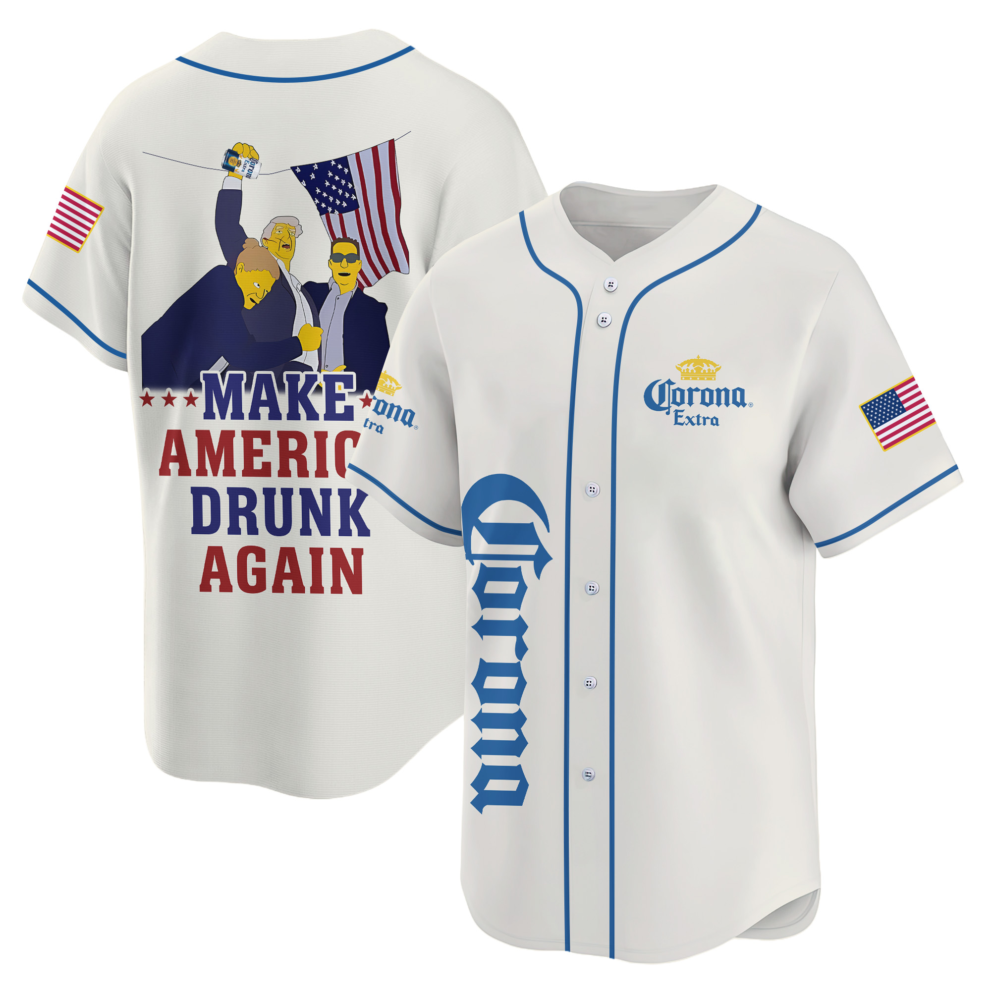 Personalized Trump Make American Drunk Corona Extra Again Baseball Jersey