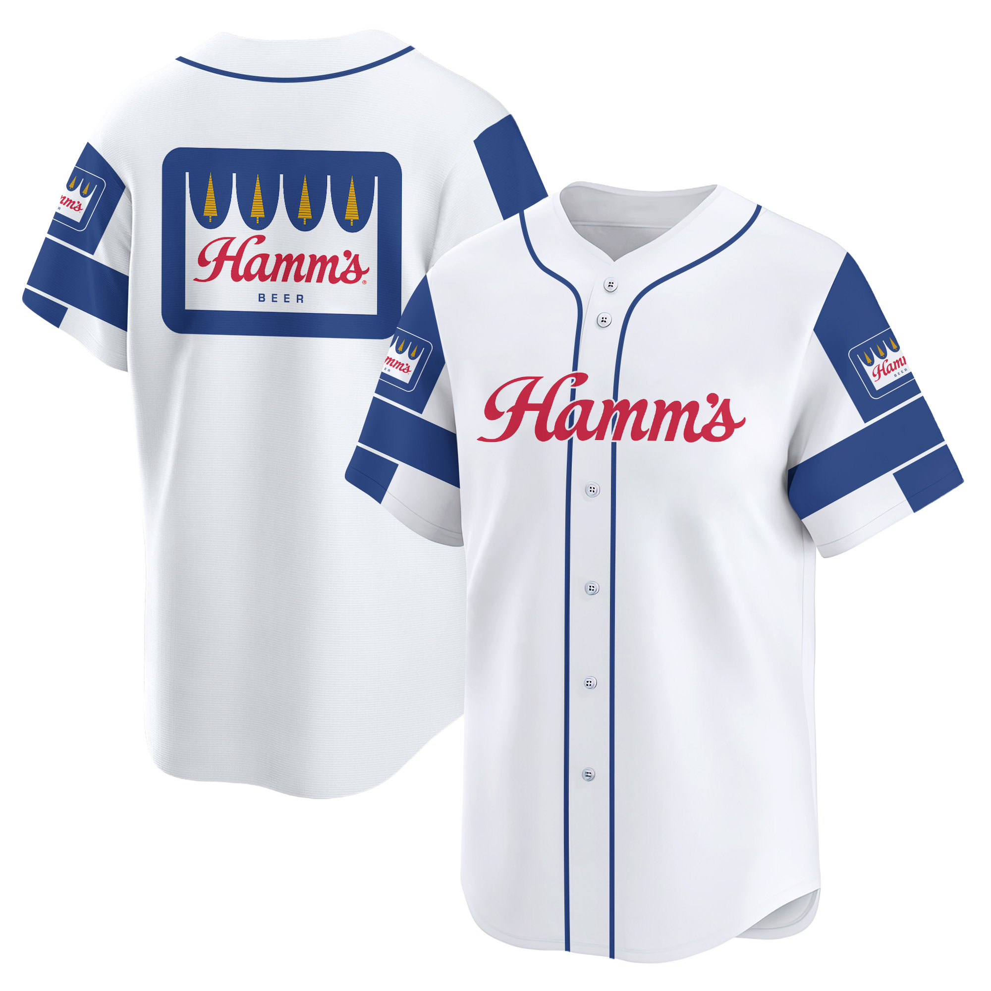 Personalized White Hamm's Beer Baseball Jersey
